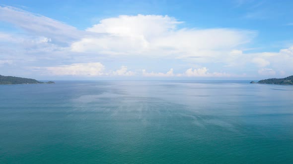 Seascape aerial view sea horizon as far as the eye can see One part sky, one part sea.