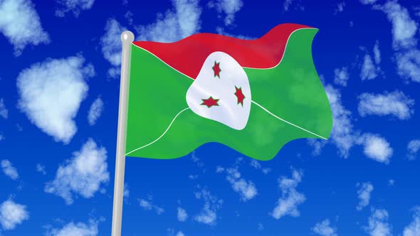 Burundi Flying National Flag In The Sky
