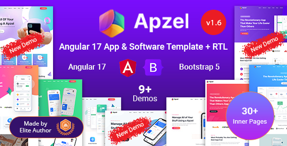 Apzel - Angular 17+ App & SaaS Software Startup Template