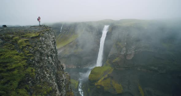 Most Beautiful Haifoss Waterfall in Iceland Highland