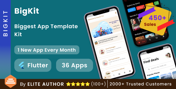 Flutter UI Kit | BigKit - Biggest Flutter App Template Kit - 36 Apps (Add 1 App Every Month)