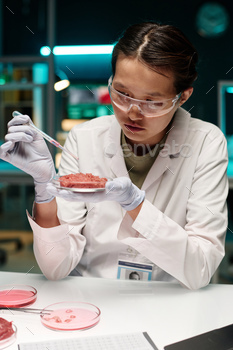 Woman Conducting Study on Lab-Grown Meat