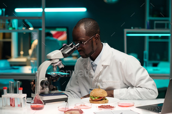 Laboratory Worker Conducting Study of Lab-Grown Meat