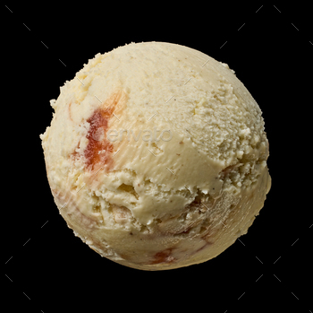 white chocolat and strawberry ice cream scoop