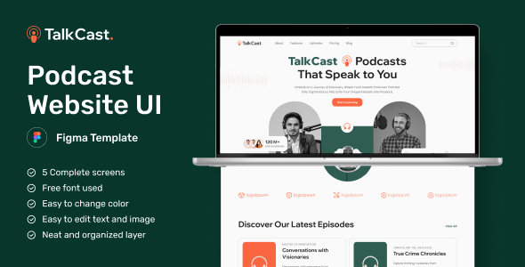 TalkCast - Podcast Website Figma Template