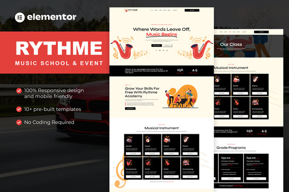 Rythme - Music School & Event Elementor Pro Template Kit