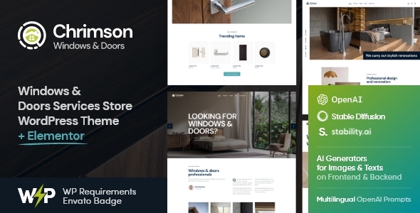 Chrimson | Windows & Doors Installation Services Store WordPress Theme + AI