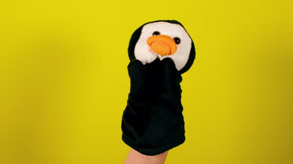 Soft Puppet Toy on Yellow Background