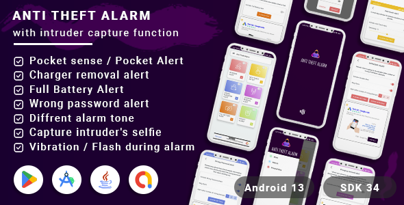 Full Battery Alert- Anti Theft Alarm – Pocket Alert, Intruder Selfie(android13 + SDK 34)