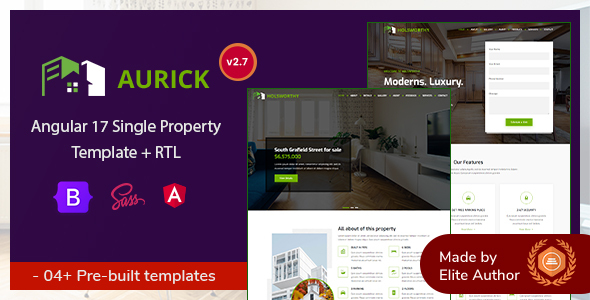 Aurick - Single Property Real Estate Angular 17+ Template