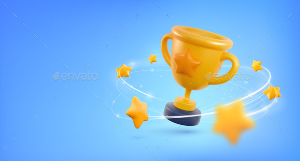 Champion Cup 3d Vector Illustration