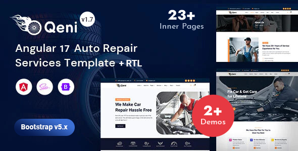 Qeni - Car Repairing Services Angular 17+ Template