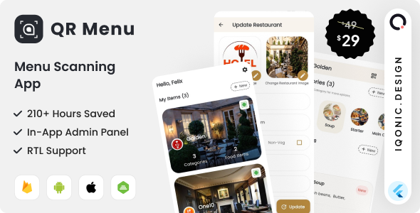 Restaurant QR Menu: Contactless Flutter app with Firebase backend