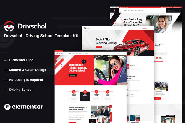 Drivschol - Driving School Elementor Template Kit