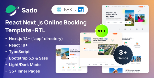 Sado - Online Booking React Nextjs 14+ Template