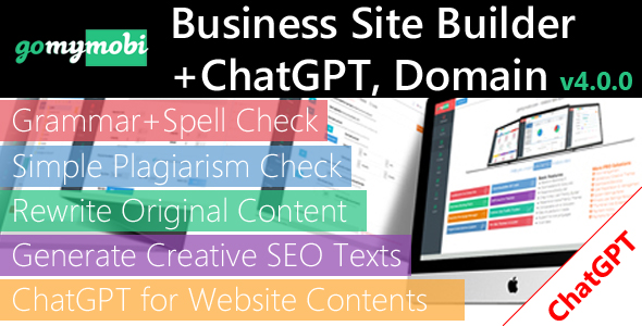 gomymobiBSB (v4): ChatGPT + B2C Site & Store Builder with Domains, Element Builder, Paypal, Chat
