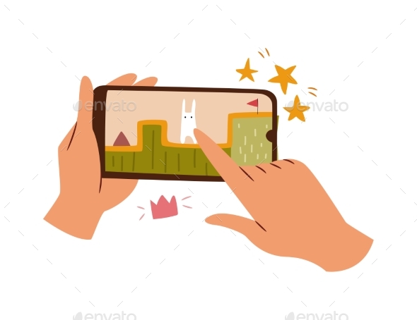 Smartphone in Hand Game Mobile Application