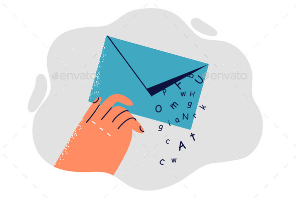 Envelope with Messages in Recipients Hand is