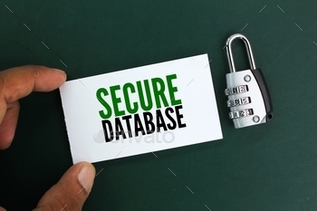 master key and white paper with the word Secure database. database security concepts