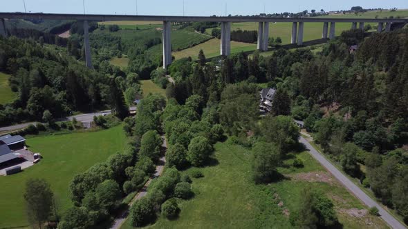 Ourtalbrücke in Belgium in the province of Liège, aerial