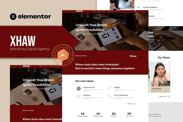 Xhaw - Branding Digital Agency Elementor Template kit