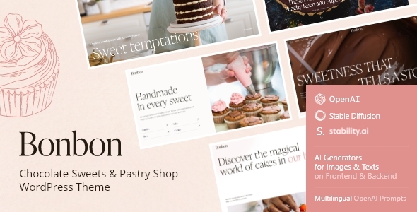 Bonbon - Chocolate & Pastry Shop WordPress Theme + AI