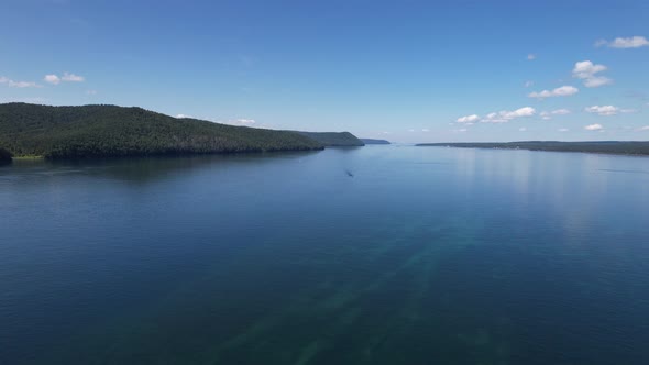 The Angara River is a Major River in Siberia Leaving Lake Baikal Near the Settlement of Listvyanka