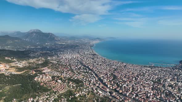 Colorful city Aerial View 4 K Alanya Turkey