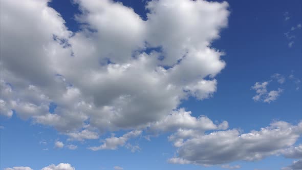 Time lapse of clouds at blue sky background. Beautiful white clouds in a clean atmosphere