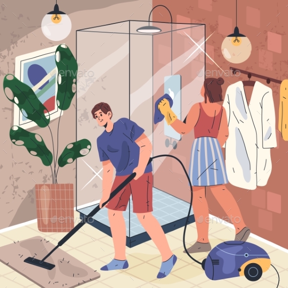 Vector Illustration for Bathroom Cleaning