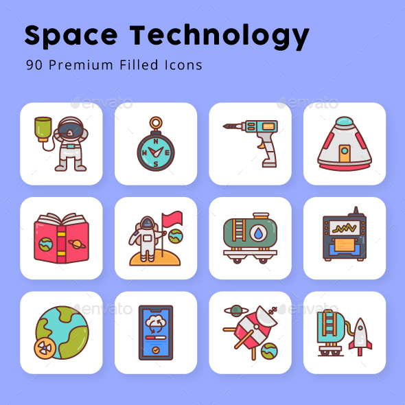 Space Technology 90 Premium Filled Icons