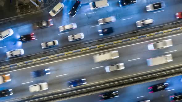 Highway Interchange with Traffic Jam. FHD, 