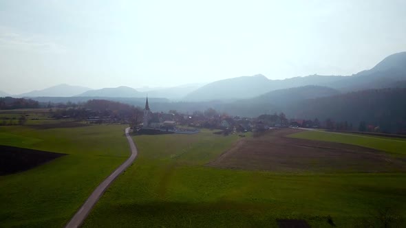 Rotating Drone Shot of Murren a Traditional Walser Mountain Village in the Bernese Highlands of