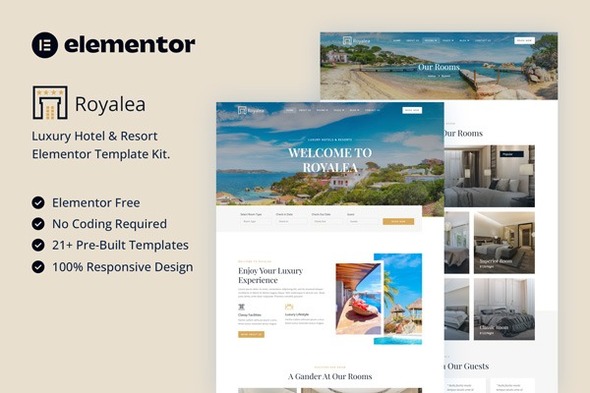 Royalea - Luxury Hotel & Resort Elementor Template Kit