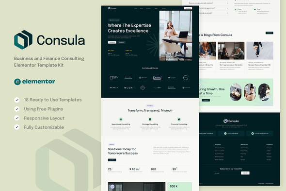 Consula - Business and Finance Consulting Elementor Template Kit