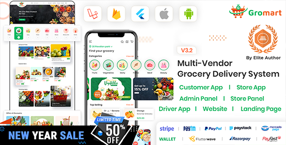 GroMart | Grocery Store App | Grocery Delivery | Multivendor Grocery Flutter App