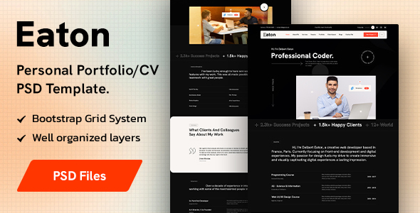 Eaton - Personal Portfolio/CV PSD Template.