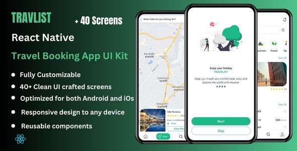 Travlist - Travel React Native CLI App Ui Kit