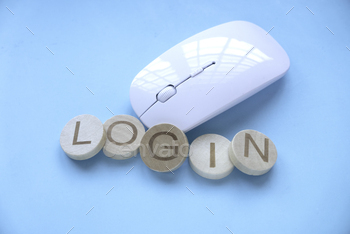 Computer mouse with an alphabet word login.
