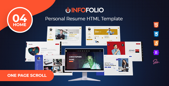 InfoFolio - Resume One Page HTML Template
