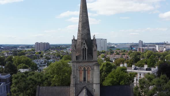 Pull Back Footage of Church Spire