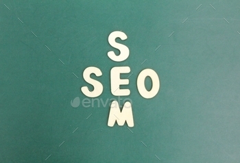 SEM and SEO wooden letters. Seo and Sem symbols. Concepts of Search Engine Marketing