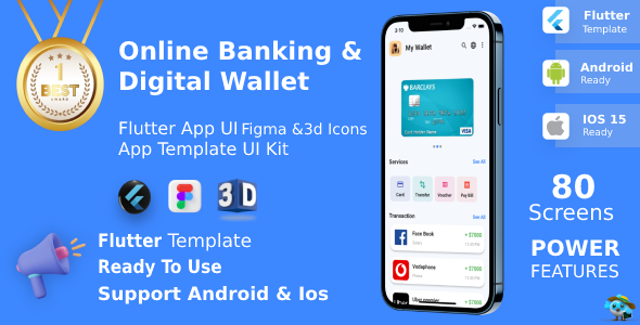 Werolla Online Banking & Digital Wallet ANDROID + IOS + FIGMA | UI Kit | Flutter