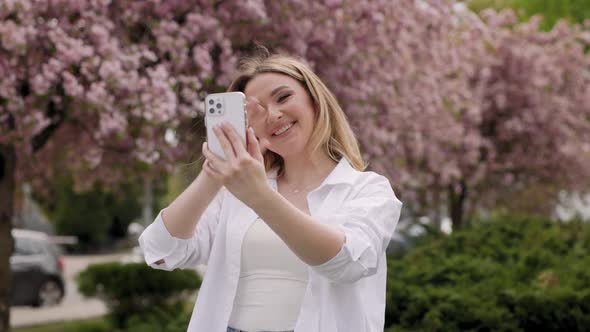 Beautiful Woman Has Videocall By Smartphone