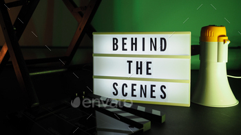 Behind the scenes letterboard text on Lightbox or Cinema Light box.