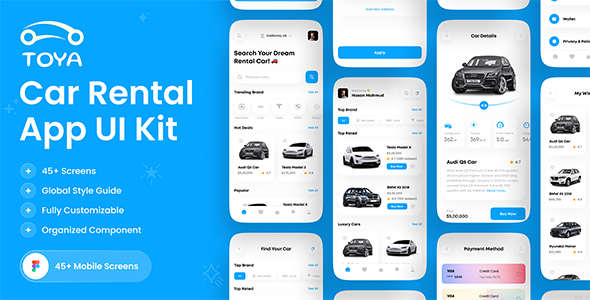 Toya - Car Rental Mobile App UI Kit