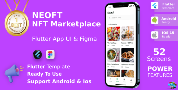 NFT MarketPlace App ANDROID + IOS + FIGMA | UI Kit | Flutter | NeoFT