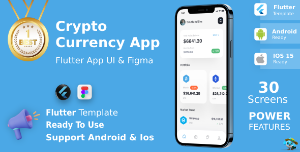 CryptoPay - Crypto Currency App ANDROID + IOS + FIGMA  | UI Kit | Flutter