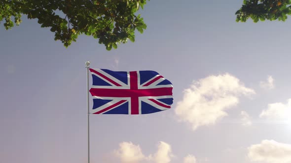 United Kingdom Flag With  Modern City 