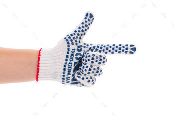 Gloved hand showing direction